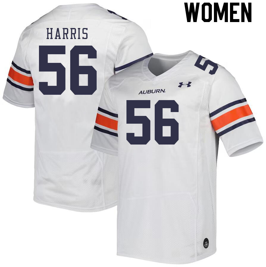 Women #56 E.J. Harris Auburn Tigers College Football Jerseys Stitched-White - Click Image to Close